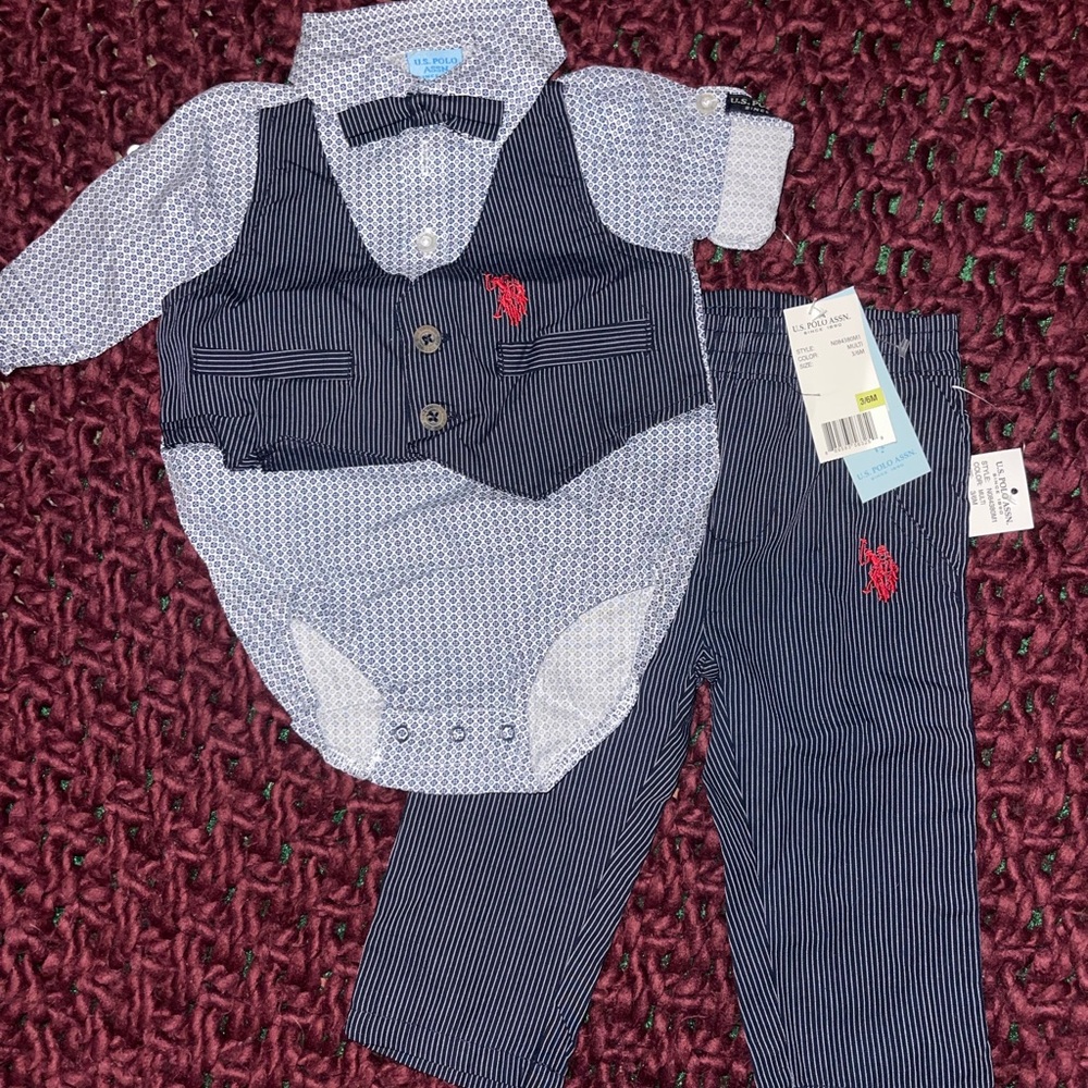US POLO ASSN. Navy Blue 3-6M Matching Set